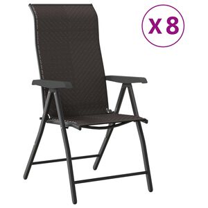 vidaXL Gartenst&uuml;hle 8 Stk. Klappbar Schwarz Kaffeebraun Poly Rattan