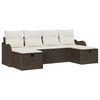 vidaXL Garten-Sofa-Set mit Kissen mit Speicher 6 pcs Braun Poly Rattan