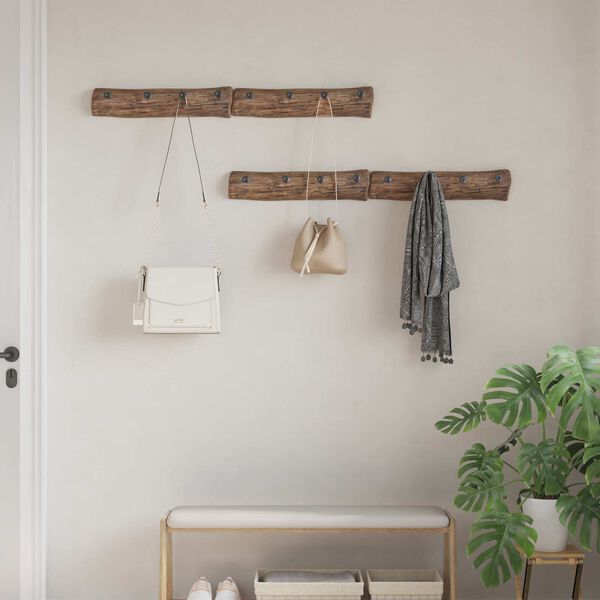 vidaXL Kleiderb&uuml;gel Braun 50 x 8 x 12 cm Massives upgecyceltes Holz