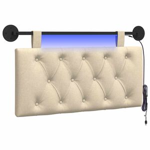vidaXL H&auml;ngendes Kopfteil Mit LED Licht Creme Stoff