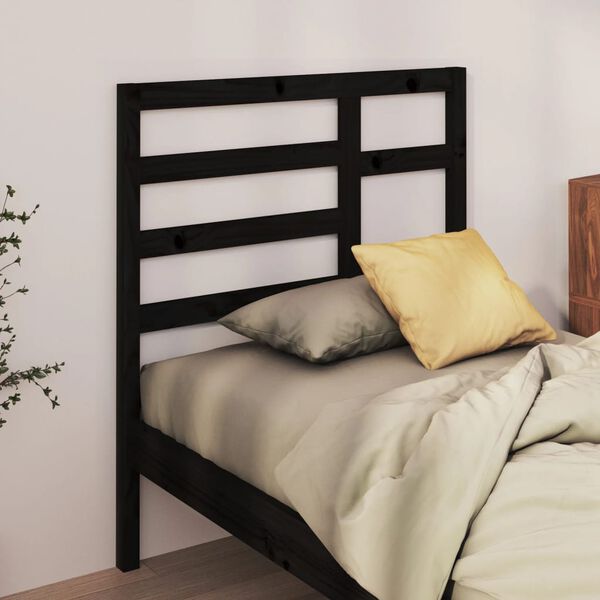 vidaXL Bett-Kopfteil Schwarz 96x4x104 cm Massivholz Kiefer