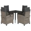 vidaXL 5-tlg. Garten-Essgruppe mit Kissen Grau Poly Rattan