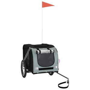 vidaXL Fahrradanhänger Hunde Schwarz und Grau Oxford-Gewebe und Eisen