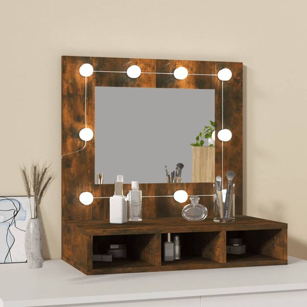 vidaXL Spiegelschrank mit LED R&auml;uchereiche 60x31,5x62 cm