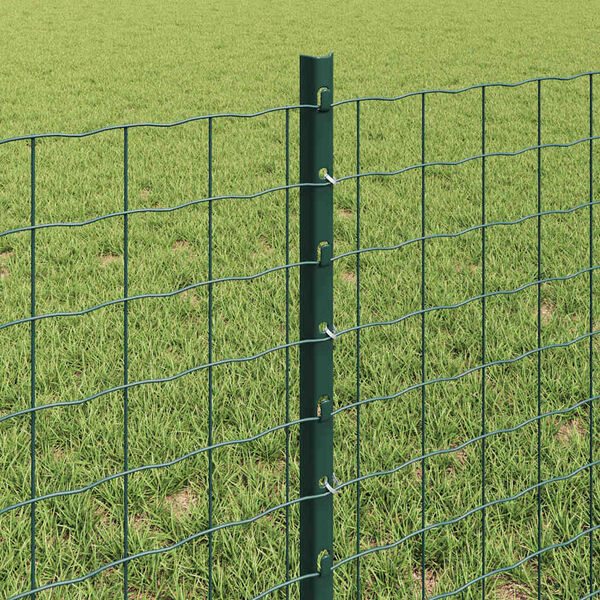 vidaXL Zaun mit Pfosten Gr&uuml;n 0,6 x 10 m Stahl und PVC