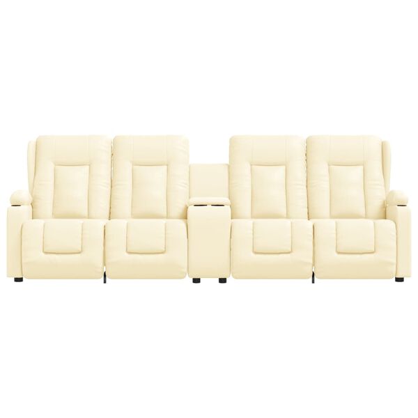 vidaXL 4-Sitzer Massagesessel mit Getränkehalter Creme Kunstleder