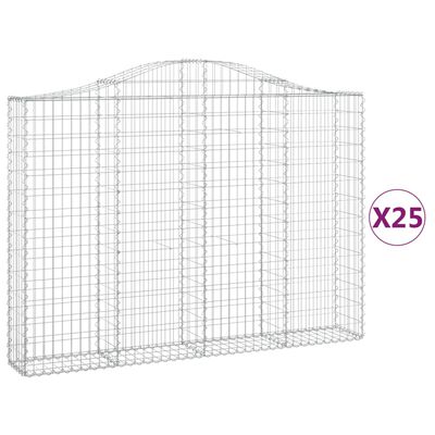 vidaXL Gabionen mit Hochbogen 25Stk. 200x30x140/160cm Verzinktes Eisen