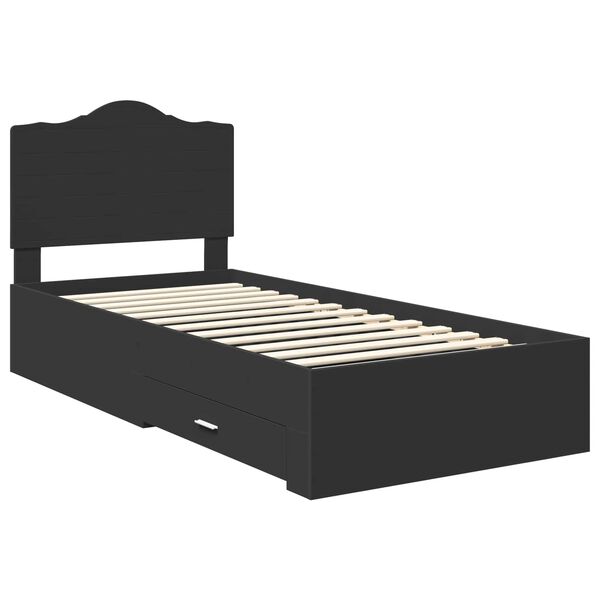 vidaXL Bettrahmen mit Kopfteil Schwarz 70 x 190 cm Holzwerkstoff