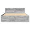 vidaXL Bettgestell mit Kopfteil Grau Sonoma 135x190 cm Holzwerkstoff