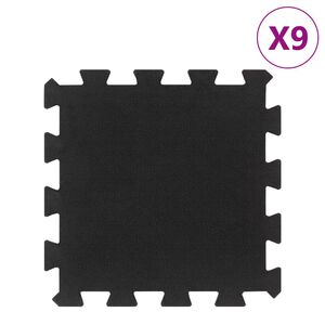 vidaXL Bodenfliesen aus Gummi 9 Stk. Schwarz 16 mm 30x30 cm