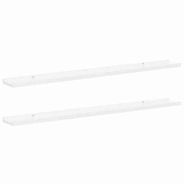 vidaXL Wandregale 2 Stk. Hochglanz-Wei&szlig; 100x9x3 cm