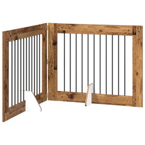 vidaXL Klappbares Hundetor mit St&auml;ndern 2 pcs Altholz 200,5 cm