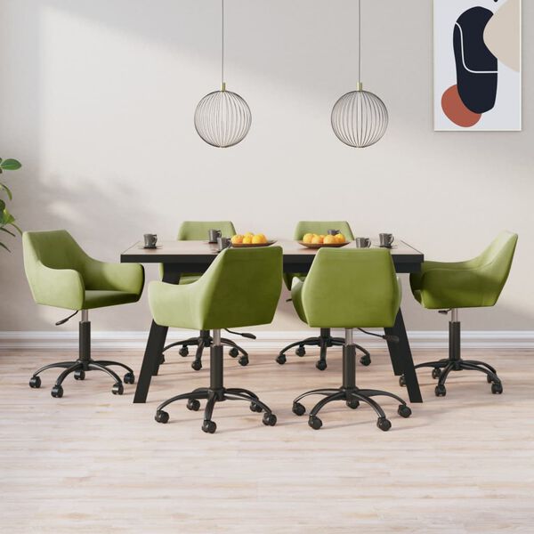 vidaXL Esszimmerst&uuml;hle 6 Stk. Drehbar Hellgr&uuml;n Samt