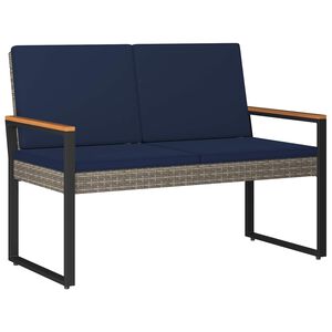 vidaXL Bank Outdoor 2 -Seater 107 x 61 x 80 cm Poly-Rattan Rechteckig