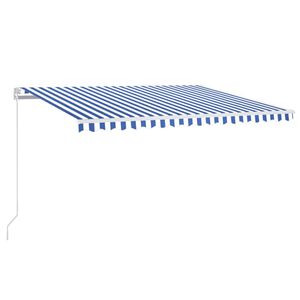 vidaXL Markise Manuell Einziehbar mit LED 450x350 cm Blau und Wei&szlig;