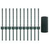 vidaXL Zaun mit Pfosten Gr&uuml;n 0,4 x 25 m Stahl und PVC