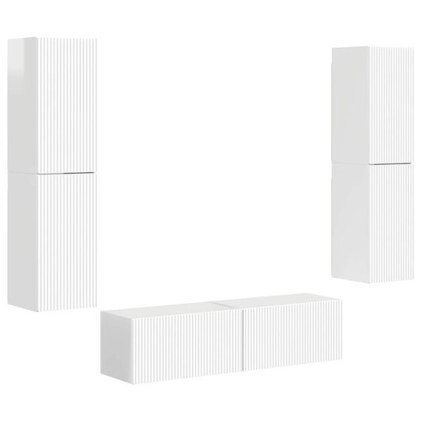 vidaXL TV-Schrankset 6 pcs Hochglanz Wei&szlig; Holzwerkstoff