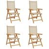 vidaXL 4-teiliges Set aus verstellbaren Klappst&uuml;hlen, beigefarbenes Polyrattan und Massivholz