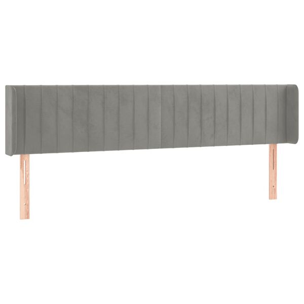 vidaXL Kopfteil mit Ohren Hellgrau 163x16x78/88 cm Samt