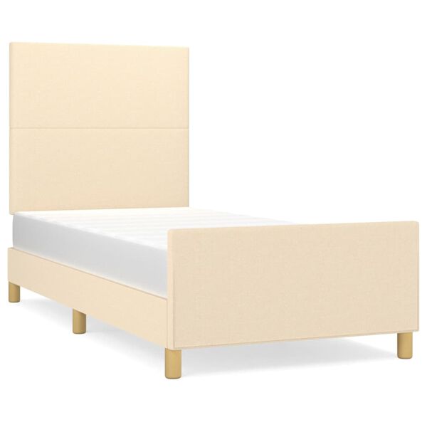 vidaXL Bettgestell ohne Matratze Creme 100x200 cm Stoff