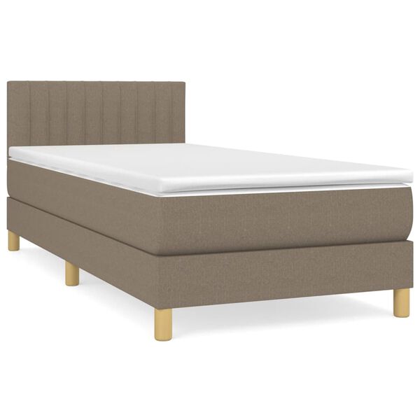 vidaXL Boxspringbett mit Matratze Taupe 90x200 cm Stoff