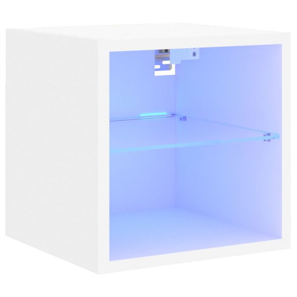 vidaXL TV-Wandschrank mit LED-Leuchten Weiß 30x28,5x30 cm