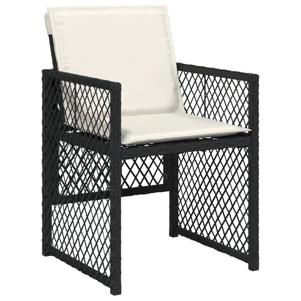 vidaXL 15-tlg. Garten-Essgruppe mit Kissen Schwarz Poly Rattan
