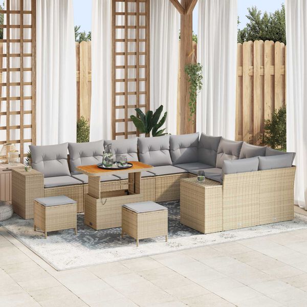 vidaXL Garten-Sofa-Set 12 pcs Beige Poly-Rattan