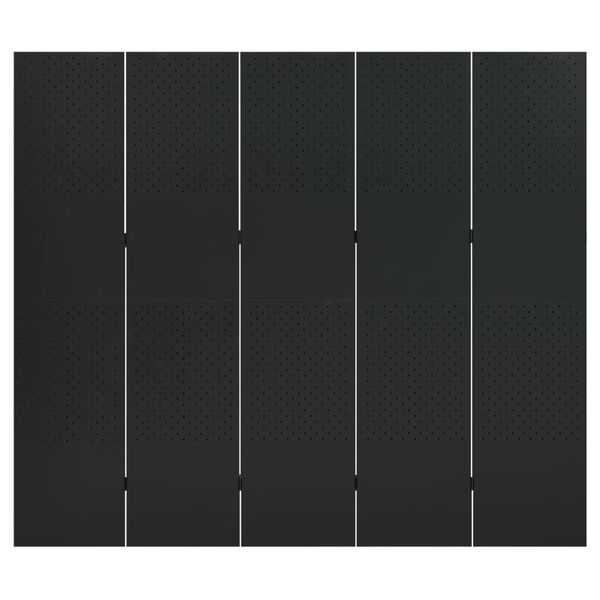 vidaXL 5-tlg. Raumteiler 2 Stk. Schwarz 200x180 cm Stahl