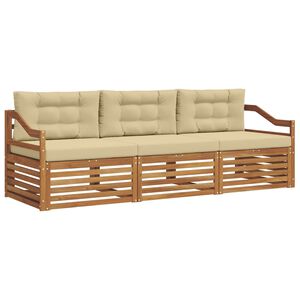 vidaXL Outdoor-Sofagarnitur 3 stk. Natur und Beige