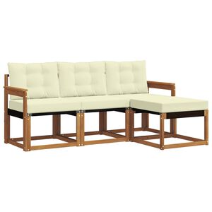 vidaXL Outdoor-Sofagarnitur 4 stk. Natur und Creme