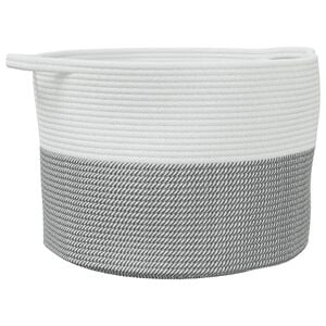 vidaXL W&auml;schekorb Grau und Wei&szlig; &Oslash;55x36 cm Baumwolle