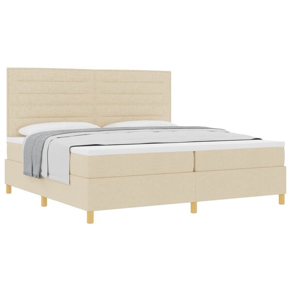 vidaXL Boxspringbett mit Matratze Creme 200 x 200 cm Stoff