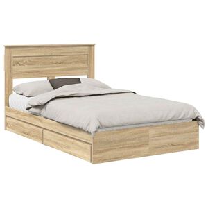 vidaXL Aufbewahrungsbett Sonoma-Eiche 135 x 190 cm Holzwerkstoff