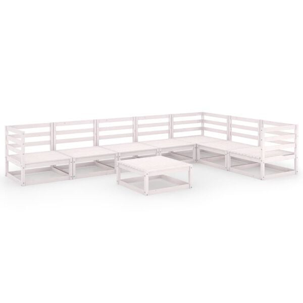 vidaXL 8-tlg. Garten-Lounge-Set Wei&szlig; Kiefer Massivholz