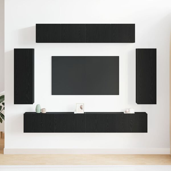 vidaXL TV-Schrankset 6 pcs Schwarz Eichen-Optik 100 x 30 x 30 cm