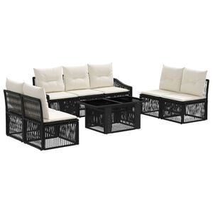 vidaXL Gartensofa-set 8 stk. Schwarz und Cremewei&szlig; Poly-Rattan