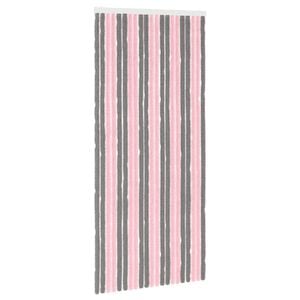 vidaXL Insektenschutzvorhang Chenille Silber Grau und Rosa 90 x 200 cm