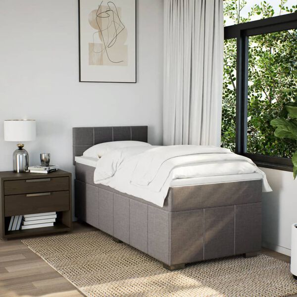 vidaXL Boxspringbett mit Matratze Taupe 90x190 cm Stoff