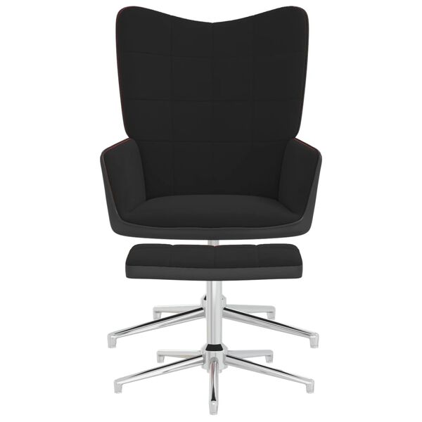 vidaXL Relaxsessel mit Hocker Schwarz Samt und PVC