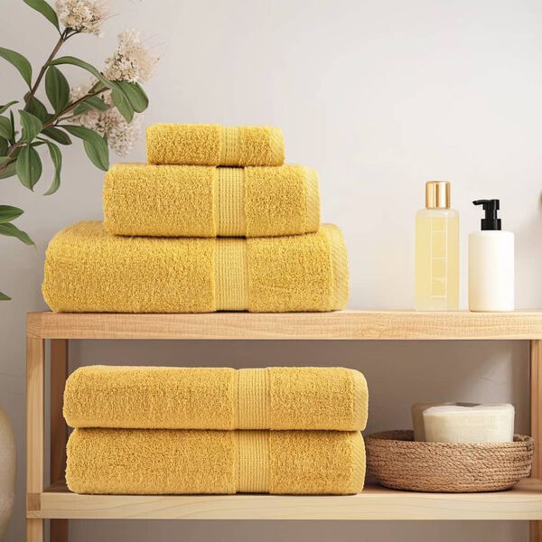 vidaXL Premium Badet&uuml;cher SOLUND 2 Stk. Gold 100x150 cm 600 g/m&sup2;