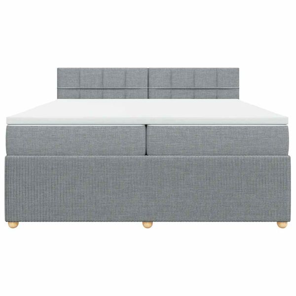 vidaXL Boxspringbett mit Matratze Hellgrau 200x200 cm Stoff