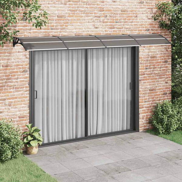 vidaXL T&uuml;rvordach Schwarz 400x75 cm Polycarbonat