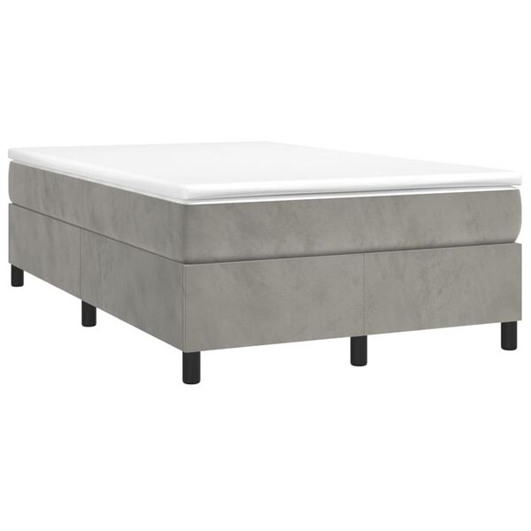 vidaXL Boxspringbett mit Matratze Hellgrau 120x200 cm Samt