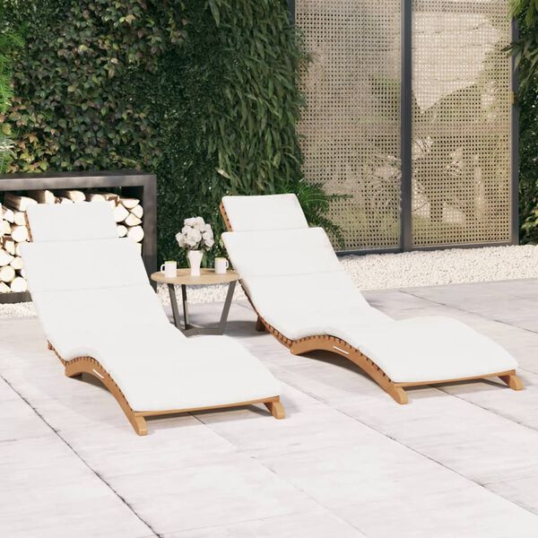 vidaXL Sonnenliegen 2 Stk. mit Auflagen Massivholz Teak