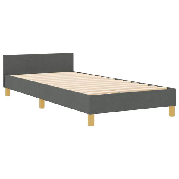 vidaXL Bettgestell mit Kopfteil Dunkelgrau 90 x 190 cm Stoff