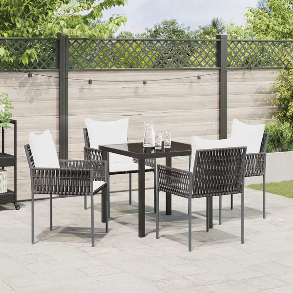 vidaXL Garten Essgruppe 5 pcs Braun und Schwarz PE-Rattan