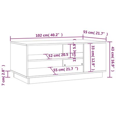 vidaXL Couchtisch Schwarz 102x55x43 cm Holzwerkstoff