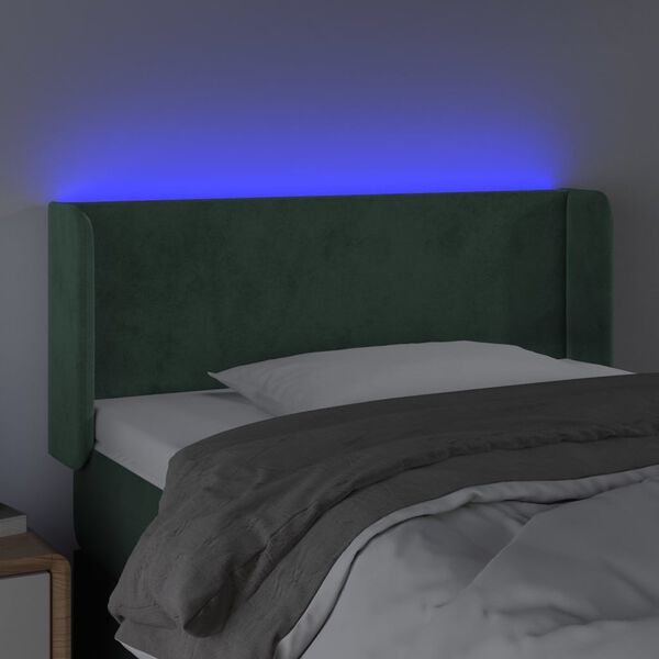 vidaXL LED Kopfteil Dunkelgr&uuml;n 103x16x78/88 cm Samt