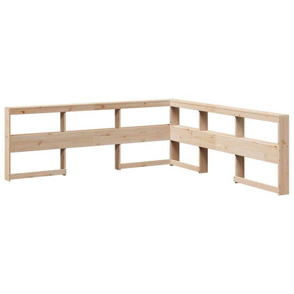 vidaXL Kopfteil mit B&uuml;cherregal L-Form 200 cm Massivholz Kiefer